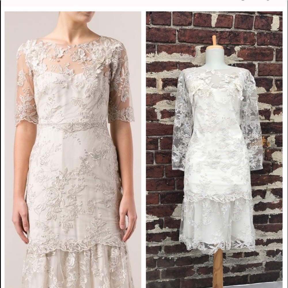 Marchesa Notte Size 8 White/Silver/Gold